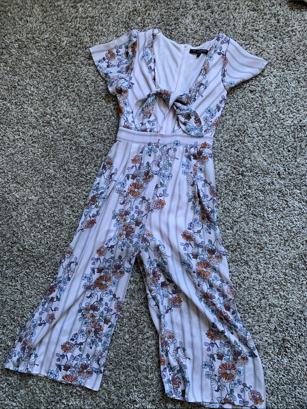 ONE CLOTHING Wide Leg Capri Floral Romper